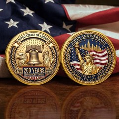 USA 250th Anniversary Patriotic 3D Print Coin