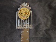 Vintage Glass And Brass Sunburst Ornament Stained Glass Effect Hanging 3 5″