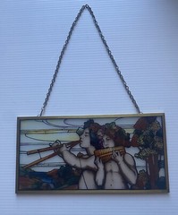 Vintage Stained Glass Window Panel Children Of Bacchus Sun Catcher Winterthur