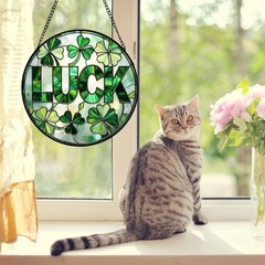 Luck Shamrock Ornament, St. Patrick’s Day Green Decor Gift for Luck Suncatcher