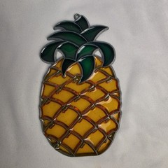 Vintage Pineapple Suncatcher Sun Catcher Enamel & Metal Window Decor Ornament