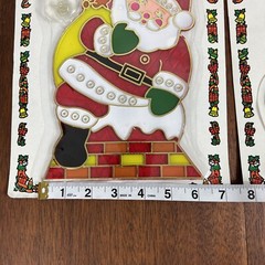 3 Vintage 80s Christmas Sun Catchers Hanging Decoration Santa Snowman Wreath NEW