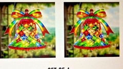 2 – ACRYLIC FLAT CHRISTMAS BELLS SUNCATCHER/WINDOW DECORATIONS 8″