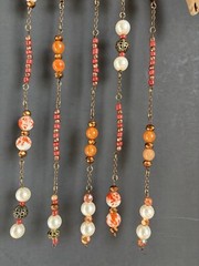 Driftwood Orange Beaded Pearl Bronze Chain Sun Catcher Home Decor Wind Chime