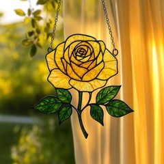 Yellow Rose Flower Suncatcher Acrylic Window Decor Gift