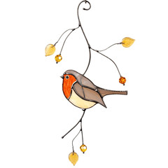 Handmade Stained Glass Robin Suncatcher – Unique Indoor & Outdoor Decor