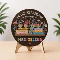 Custom Classroom Wooden Sign with Rope Door Decor