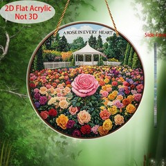 Rose Garden Gazebo Acrylic Suncatcher Floral Paradise Home Window Hanging Decor