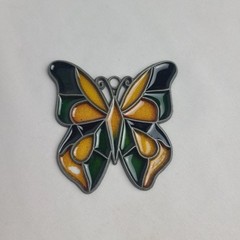Vintage Stained Glass Style Metal Enamel Butterfly Window Sun Catcher Decor MCM