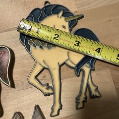 3 Stained glass Sun Catcher Window Pc horse Dove Bird Vintage Plastic Unicorn
