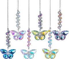 6Pcs Crystal Butterfly Suncatchers Hanging Ornaments, Rainbow Maker Sun Catchers