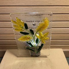 Handmade Fused Glass Nightlight Yellow Bouquet Of Flowers