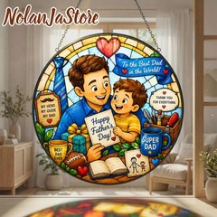 Fathers Day Best Dad Stained Glass Suncatcher Gift