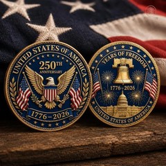 250th Anniversary Freedom Gold 3D Print Coin