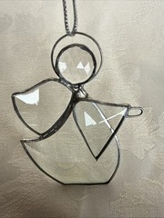 Vintage Leaded Stained Glass Suncatcher Beveled Clear Glass Angel