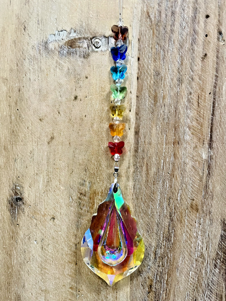Suncatcher Chakra Rainbow Beads and Crystal, 8″L