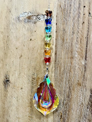 Suncatcher Chakra Rainbow Beads and Crystal, 8″L