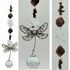 Dragonfly Crystal Suncatcher with gemchip beads, gifts for her, mum mom