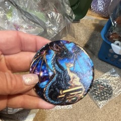 Dragon Fantasy Glass Suncatcher Round Disc, Multicolor Decorative Window Hang