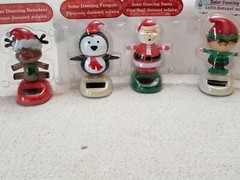 Lot of 4 Christmas Solar Powered Dancing Toys Bobblehead – Santa/Rudolph/Elf NEW