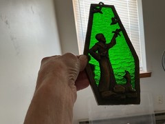 Metal Bronze Green Speckled Glass St Francis Suncatcher