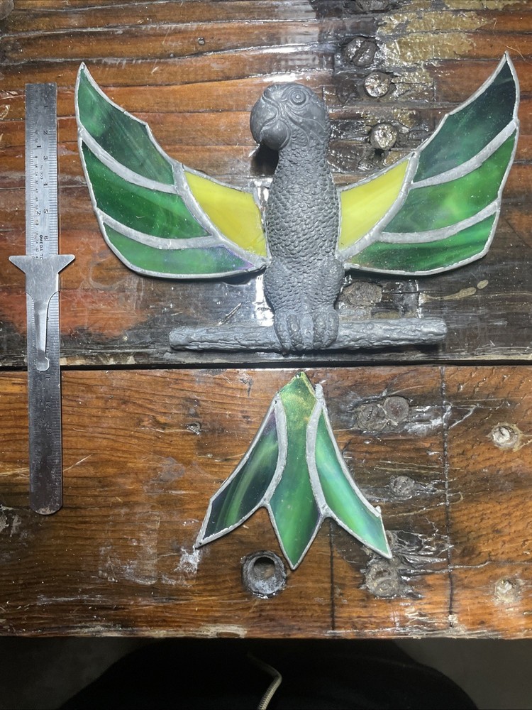 Vintage Leaded Stained Glass & Cast Metal Parrot Sun Catcher In Need Of Help!