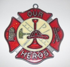 FIRE EMBLEM – OUR HEROES SUNCATCHER (MALTESE CROSS / FIREMAN / DEPT)