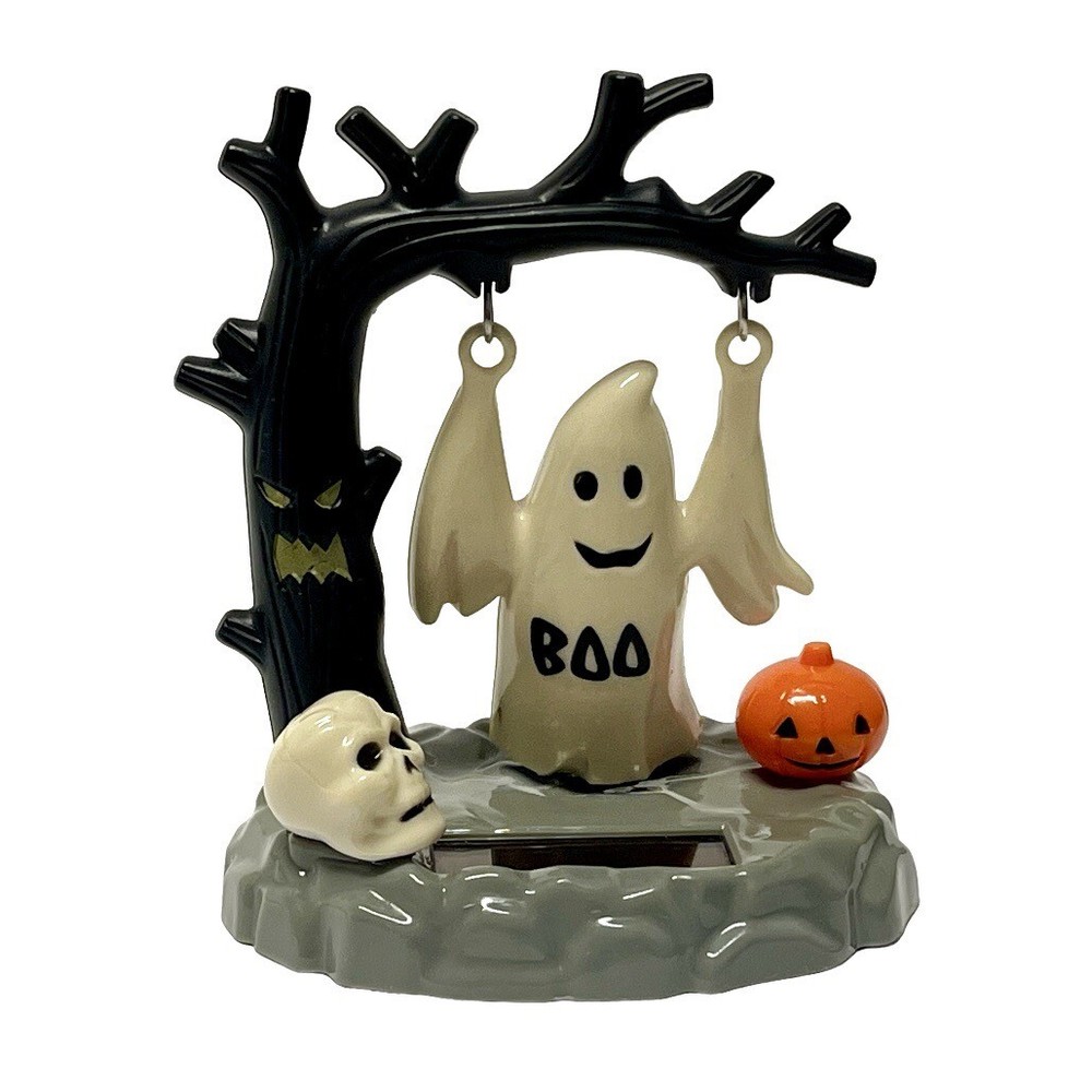 Halloween Solar Dancer Swinging Boo Ghost Graveyard Skull Jack-O’-Lantern 4”