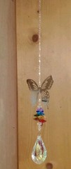 Silver Butterfly Iridescent Crystal Prism Colorful Sun Catcher Window Hanging