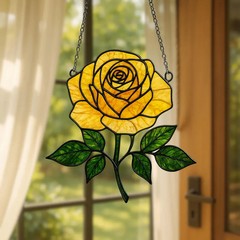 Yellow Rose Flower Suncatcher Acrylic Window Decor Gift