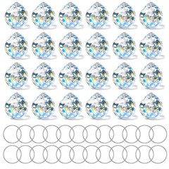 24 Pcs Clear Crystal Ball Prism, Upgraded 1.2″/30mm Suncatcher Rainbow Pendan…