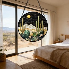Stained Glass Cactus Suncatcher for Home Decor Unique Gift for Occasions