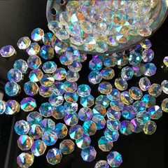 100x AB Octagonal Bead Rainbow Crystal Chandelier Suncatcher Prism Part Pendant