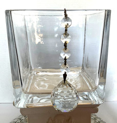 Glass Hanging Prism Ornament W/4 Smaller Prisms, Beautiful Sparkles!