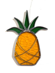 Pineapple Stained Glass Suncatcher Hand Made Window Decoration 6.5″