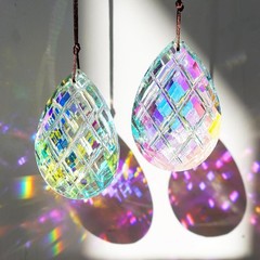 Set 2 Crystal Sun Catcher Prisms Pendant for Window Hanging Decor,3Inch AB Color