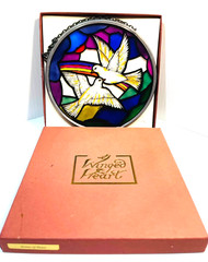 Winged Heart Dove Birds Stained Glass Suncatcher Rainbow Signed by Artist UK