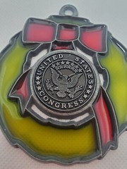 Vintage United States Congress Red & Green Wreath Ornament Suncatcher