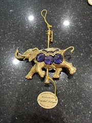 Crystal Delight Elephant Ornament 24k Gold Plated Purple Crystals Austrian Cryst