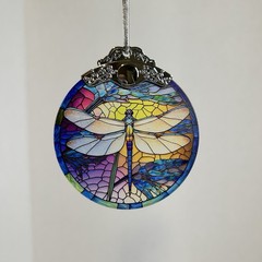 Dragonfly Faux Stained Glass Sun catcher/ornament NEW