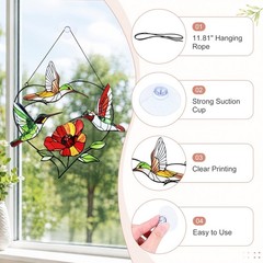 1-Pcs Hummingbird Suncatcher Window Hanging, Hummingbird Decor [Colorful-23]