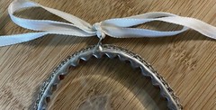 Rose Etched Beveled Glass Suncatcher w/Silver Chain Trim