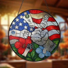 Custom Fist Bump Dad Stained Glass Suncatcher Father’s Day Gift