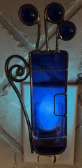 Blue Stained Glass Golf Bag & Golf Clubs Night Light Works Great Vintage Rare