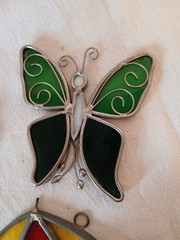 Antique Stained Glass Sun Catchers Umbrella,Butterfly,basket, Metal