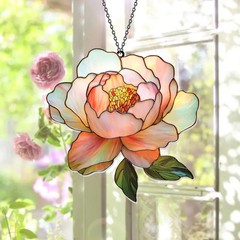 Light Pink Peony Flower Suncatcher Acrylic Window Decor Gift