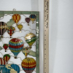 Painted Capiz Shell Hot Air Balloon Suncatcher Wall Hanging Vintage 19” X 10”