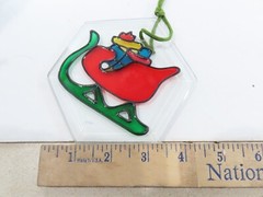 Christmas Stained Glass Ornaments Suncatchers Vintage Lot Of 5 D80