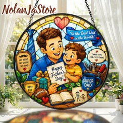 Fathers Day Best Dad Stained Glass Suncatcher Gift