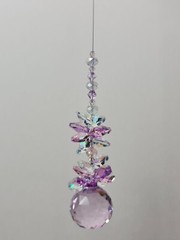 Crystal ball suncatcher pink mauve tones, suncatchers handmade AU gifts for her